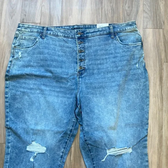 Sonoma straight crop jean distressed cuffed raw hem button fly casual 24W - Picture 5 of 17